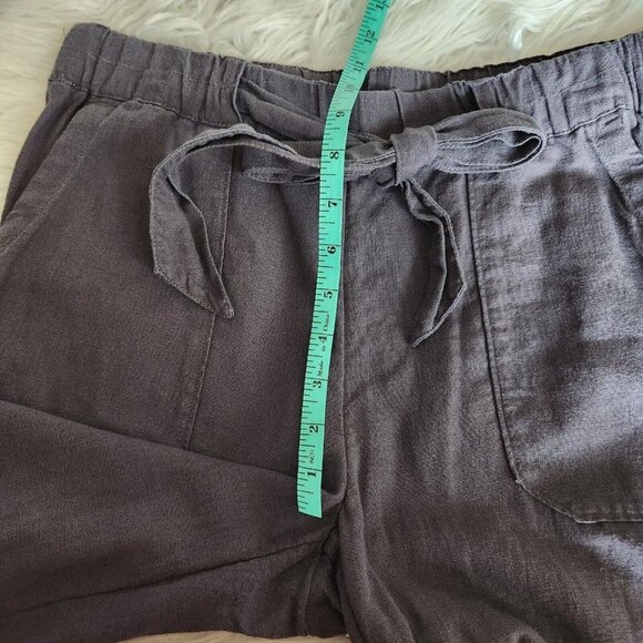Caslon Linen Pants Womans Sz Small Pockets Pull On Drawstring Gray Wide Leg - Picture 7 of 14